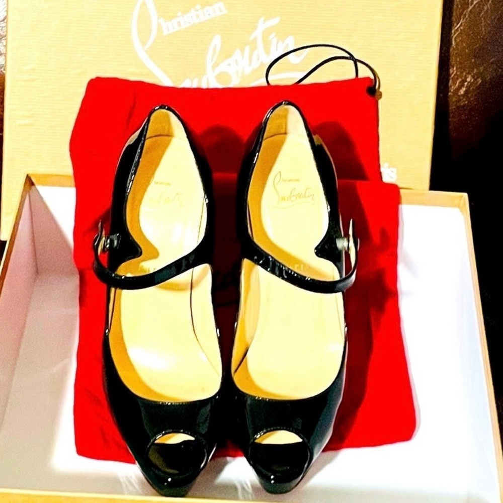 Christian Louboutin Lady Peep Maryjane twist. EU37 Ultra glossy Patent black. - Picture 5 of 10